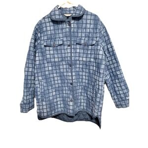 Time and Tru Women's Blue Button Down Shacket XXL